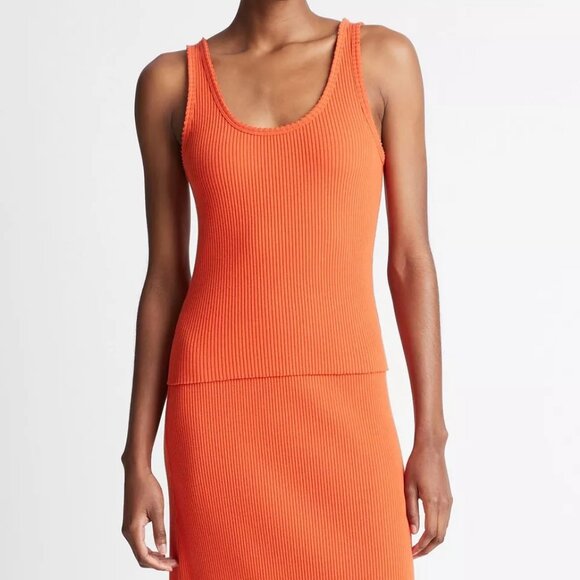 Vince Tops - Vince Raw Edge Ribbed Scoop Neck Tank Size XS